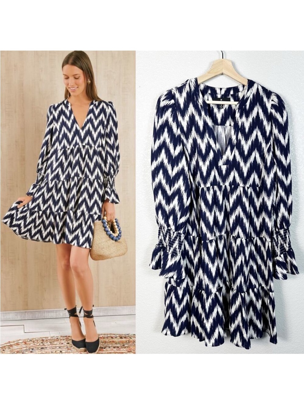 Tuckernuck Pomander Place Womens Navy Blue Ikat Kenzo Mini Dress Size Small